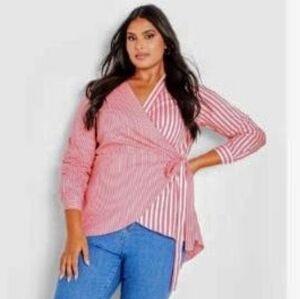 Avenue Women's Pink Wrap Blouse